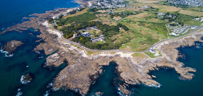 An aerial view on the Atlantic coast in Le Croisic, Loire Atlantique